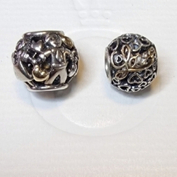 pandora charms family forever and open heart love 14k sterling silver - Picture 1 of 8